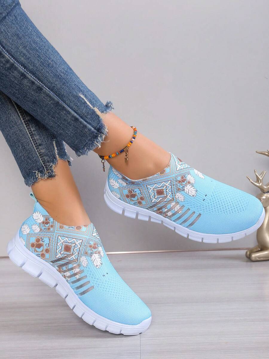 Nuevos tenis de punto para mujer, suela suave, transpirable, desodorante, ligero, casual de moda, calzado deportivo de corte bajo, calzado casual para mujer, zapatos deportivos de tela transpirable, suela suave, cómodos, zapatos de malla hueca, calzado de corte bajo para todas las estaciones, adecuado para exteriores, deportes, uso diario, apto para todas las estaciones, zapatos tipo calcetín de tela de punto