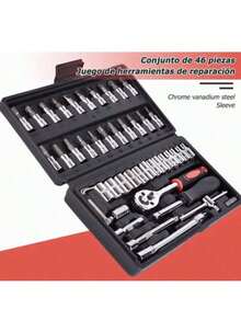 Juego de dados,AVEDISTANTE juego de llaves de vaso de 46 piezas de 1/4" ,Juego de llaves de carraca con juego de llaves de vaso de broca métricas y extensiones para reparación de automóviles y hogar con caja de almacenamiento - Multicolor - Ver 5