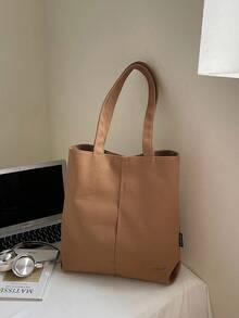 Bolso de lona minimalista casual, bolso de hombro de gran capacidad para mujeres, estudiantes universitarios, ir y venir