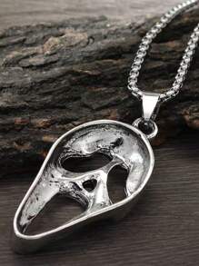 1pc Fashionable Personalized Halloween Screaming Skull Pendant Necklace, Suitable For Men To Wear On Any Occasion - Silver - View 4