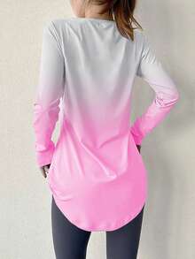 Áo tập thể dục yoga nữ, áo thể thao nhanh khô, thích hợp cho chạy bộ, tập gym, lớp lót nén co giãn màu hồng mùa xuân. - Hồng - Xem 4