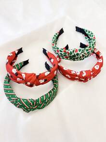 4pcs/Set Women's Santa Claus, Snowman, Christmas Tree Fabric Headbands, Sweet Headwear For Daily Use And Christmas Holiday, Hairband For Women, Autumn Outfits, Hair Hoop ,Christmas Decorations Home Holiday Essential