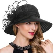 Lady Church Derby Dress Cloche Hat Fascinator Floral Tea Party Wedding Bucket Hat S051 - Sd708-xanh hoàng gia - Xem 5