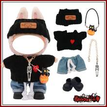 For LABUBU Halloween Costume, Headband, Bucket Hat, Sunglasses, Headphones, Suspender Pants, Jeans Set, Paired With Necklace, Bag And Shoes, Fashionable Accessories, Merchandise, Holiday & Birthday Gift (Excluding Plush Doll) - Multicolor - View 2
