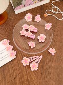 6 件女士可爱粉色樱花发夹、刘海夹、侧夹、BB 夹、花夹、适合日常使用的多功能发饰、爪夹、发夹、发夹、发夹、鳄鱼发夹