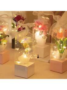 10pcs Portable Transparent Flower Box, Plastic Bouquet Packaging Boxes, Determine, Birthday, Wedding - Multicolor - View 1