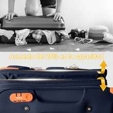 Set Of 2 Travel Suitcases, 20 And 18 Inches, With Rigid Wheels And A Lock. - 深藍色 - 查看 6