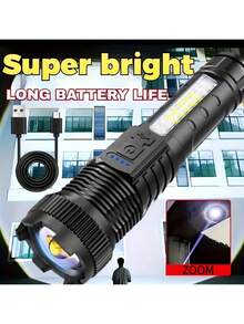 2PCS Tactical Flashlight 2500 Lumens - USB C Rechargeable, 7 Modes Super Bright LED Flashlight For Camping, Hiking, Emergency Survival Gear, Long Lasting F Torch Light - 2 chiếc - Xem 8