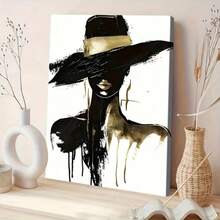 1pc, Modern Abstract Woman Portrait Canvas Wall Art, Black & Gold Elegant Fashion Chic Contemporary Artwork Stretched Print. Stunning Artistic Statement Piece For Living Room, Bedroom, And Office Decor. - Nhiều màu - Xem 5