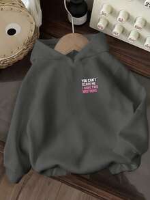 Tween Girl Fun Print Fleece Sweatshirt, Warm Cozy Pullover Sweatshirt For Autumn/Winter - Dark Grey - View 4