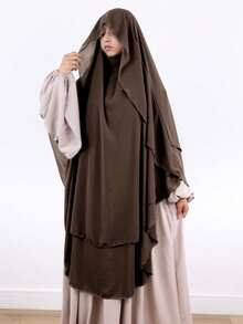 2 Layer Chiffon Khimar With Cape, Raspberry Color, Suitable For Women's Daily Wear And Prayer, All Season For Dress - Multicolor - View 11