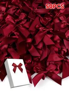 50pcs/Pack Silk Satin Ribbon Bows, For Gift Wrapping Decoration, Making Hair Clips & Headbands, Gift Packaging, Gift Baskets, Birthday Packages, Holiday Decor, Office Decor, Wreaths, Weddings, Bridal Showers, Parties - Multicolor - View 20