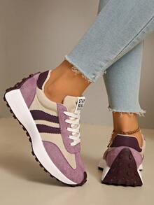 复古厚底运动鞋，加厚鞋面，适合跑步，女款 - 紫色 - 查看 7