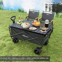 5英寸大容量重型折叠旅行车便携式桌面，便携式折叠运动购物露营旅行车桌面，便携式碳钢折叠桌面，露营、钓鱼、家庭野餐等必备便携式折叠桌面 - 黑色 - 查看 7