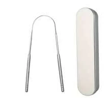 Dụng cụ cạo lưỡi bằng thép không gỉ, dụng cụ cạo vệ sinh răng miệng di động, loại bỏ hơi thở có mùi, hơi thở thơm mát cho người lớn, trẻ em, gia đình - Bạc - Xem 16