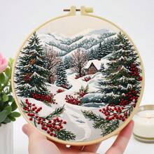 1 Piece Embroidery Set, 20x20cm/7.9x7.9 Inches, Bird, Deer, Winter Landscape Pattern, Handmade DIY Embroidery Set For Adults And Beginners, Includes Embroidery Cloth, Instruction Manual, Embroidery Stretch And Needle, Suitable For Holiday Gifts For Friends Or Family, Furniture, Office Handmade Artwork - Multicolor - View 14