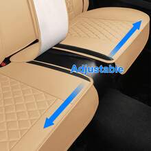 Universal Premium Leather Seat Covers For Car Full Set, Breathable Leather Automotive Front And Rear Seat Covers & Headrest For Comfortable Driving, Fits Most Of Cars(Beige With Coffee Line) - Beige with Coffee Line - 查看 8
