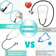 GINMIC 儿童医生服装套装，包含儿童医生白大褂和逼真听诊器，适合 3-12 岁男孩女孩万圣节服装 - 藍色 - 查看 4