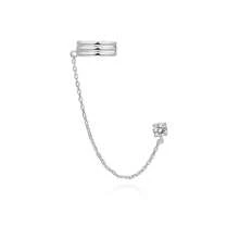 1 pieza Pendiente con cadena de oreja única para mujer | Pendientes de aro con doble perforación y cadena | Pendientes de mujer con circonita cúbica
