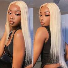 613# Blonde Straight 13*4 Transparent Lace Front Wig, 200% Density, Pre-Trimmed Pre-Bleached Mixed Wig, Suitable For Women With Natural Hairline And Baby Hair, 613# - S613 - View 7