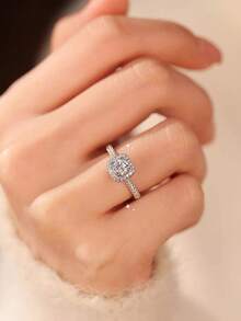 5pcs Elegant Copper Inlaid Cubic Zirconia Fashion Simple Chic Rings Set, Suitable For Wedding, Party, Holiday Gift, Bride