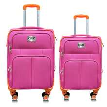 Juego 2 Maletas De Viaje 20 Y 18 Inch Rigidas Ruedas Candado: Set de maletas rígidas 20" y 18" con ruedas 360° candado integrado organizador interior ligera y resistente ideal viajes cortos y combinados. - Rosa - Ver 1