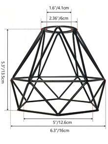 1pc Vintage Iron Lamp Shade, Metal Retro Style Birdcage Pendant Light Fixture For Hotel, Cafe - Black - View 4