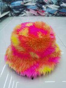 1pc Y2K Women's Thick Warm Fluffy Multicolor Bucket Hat, Suitable For Daily Wear, School Winter Fall Winter Outfits - Multicolor - View 16