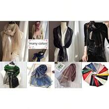 Womens Scarves Lightweight Silk Scarf Shawls And Wraps For Evening Dresses Summer Beach Wedding Shawl Giftshalloween - 藍色 - 查看 6