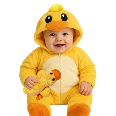 Baby Kisses Mameluco para Bebe con Gorro Bordado Pato con Peluche