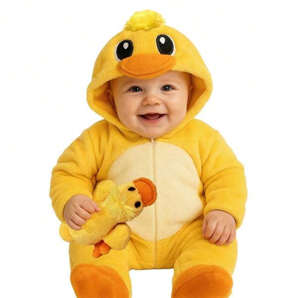 Baby Kisses Mameluco para Bebe con Gorro Bordado Pato con Peluche