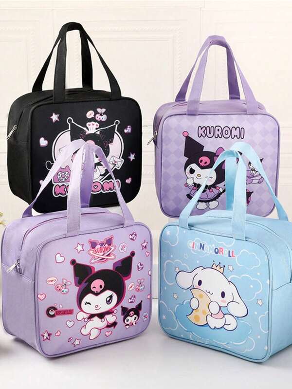 Bolsa de almuerzo aislada de   para estudiantes, con gran capacidad, bolsa térmica para comida, diseño de dibujos animados lindos y a prueba de agua, caja de bento con capa de aluminio reforzada, set de regalo kawaii, bolsa de almuerzo para mujeres, lonchera para la escuela