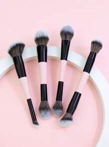 4 piezas de brochas de maquillaje de doble uso, brochas multifuncionales para rubor, base, polvos, iluminador, corrector, adecuadas para niñas y mujeres