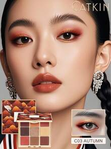 CATKIN 9色哑光珠光眼影盘，高显色度哑光珠光妆效，中性色调，C03 秋季色 - C03 Autumn - 查看 3