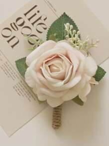 1Pc Wedding Boutonniere For Groom Groomsmen,Real Touch Fake Rose Lapel Pin,Elegant Men's Corsage For Suit, Prom, Formal Events(White,Champagne,Red,Light Coral,Rosybrown) Valentine's Day Accessories - Boutonniere - View 13