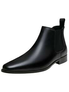 VOSTEY SHOESMORE Men's Leather Chelsea Boots Polished Leather Dress Black Boots Stylish Classic Retro Slip On Boots For Men - AMY8156A-đen - Xem 6
