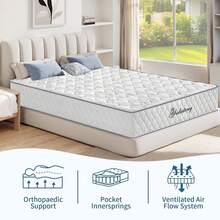 140x190cm Double Mattress, 28cm High, Hybrid Memory Foam Mattress With Pocket Springs, Pressure Relief - White - View 5