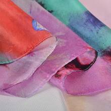 100% Mulberry Silk Scarf For Women Lightweight Long Scarves Beach Wraps Cover Up -Travel Photography Scarfhalloween - 紫色粉紅色 - 查看 9