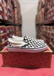 Classic Slip‑On Canvas Sneakers, Casual Unisex Checkerboard Shoes For School And Work, Comfortable Vans Skate Outfit Ideas Shoes, Vans Shoes For Women And Men - Bàn cờ đen/trắng - Xem 8