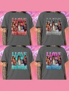 Customized Photo T-Shirt For Women - Add Your Favorite Photo And Text (Girlfriend Photo/Couple Photo/Family Photo/Selfie/Pet Photo/Friend Photo) - Dark Grey - View 2