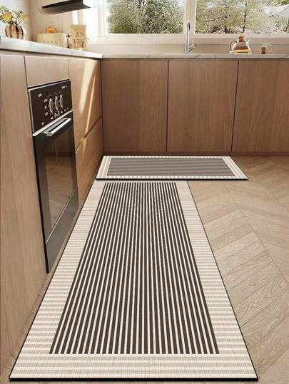 1pc Diatomite Kitchen Floor Mat, Striped Pattern, Suitable For Kitchen, Bathroom, Entryway, Laundry Room And Other Spaces
