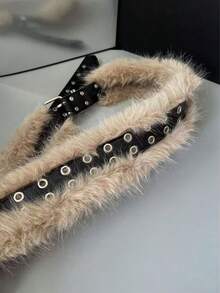 1pc 2025 Winter New Y2K Retro Faux Fur Waist Belt, Personalized Furry Waist Chain, Suitable For Halloween Costumes & Daily Outfits (Handmade, Slight Fluffiness Is Normal) - Multicolor - View 6