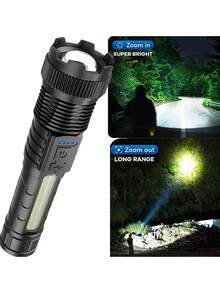 2PCS Tactical Flashlight 2500 Lumens - USB C Rechargeable, 7 Modes Super Bright LED Flashlight For Camping, Hiking, Emergency Survival Gear, Long Lasting F Torch Light - 2 chiếc - Xem 5