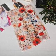 100% Mulberry Silk Scarf For Women Lightweight Long Scarves Beach Wraps Cover Up -Travel Photography Scarfhalloween - 紅色花卉 - 查看 2