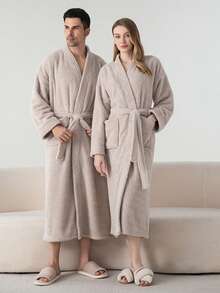 1 قطعة من الحمام ذو نصف رداء من الفليس عالي الجودة، رداء حمام طويل إضافي للكبار، مناسب للإقامة المنزلية والفندق والسبا والصالون، ماص وسريع الجفاف، فضفاض، متعدد الألوان، تصميم بسيط، ضروريات الحمام والمنزل