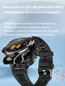 EFFEOKKI TWS 2 en 1 Smartwatch con Auriculares - Bisel de Aleación de Zinc, Pantalla Redonda de 1.46", Función de Llamada Inalámbrica, Reproducción de Música, NFC, Múltiples Modos Deportivos, Seguimiento de Actividad Física, Compatible con iPhone y Android - D13/Correa negra/Bisel de aleación de zinc - Ver 5