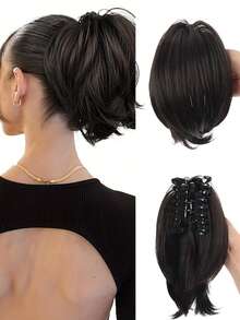 Extensiones de cabello postizo rizado y desordenado con moño elástico, extensiones de cabello para mujeres, cobertura para cola de caballo, pinza para cola de caballo corta de múltiples colores, accesorios de moda para el cabello, pinzas para el cabello, accesorios de otoño, pinzas para el cabello de invierno, accesorios para atuendos de vacaciones, accesorios de verano para la playa - Multicolor - Ver 15