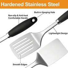 Brushed Slotted Stainless Steel Turner, Non-Slip Spatula With Ergonomic Handle - 2 包特納 - 查看 3