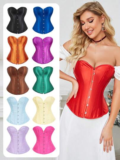 Women's Fishbone Shaping Bustier Crop Top, Waist Cincher, Tight Fitting Tops For New Year Party, Valentine's Day, Holiday, Halloween Costume