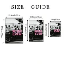 1幅Y2K时尚黑白印花帆布墙画海报，时尚酷炫少女风装饰画，适合客厅、公寓、青少年房间、宿舍，可作为送给她的礼物，可选无框或有框。